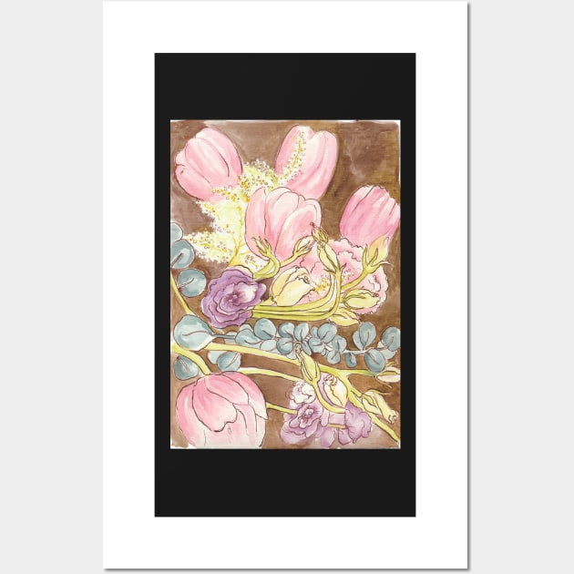 Tulips Eucalyptus Roses Wall Art by astrongwater